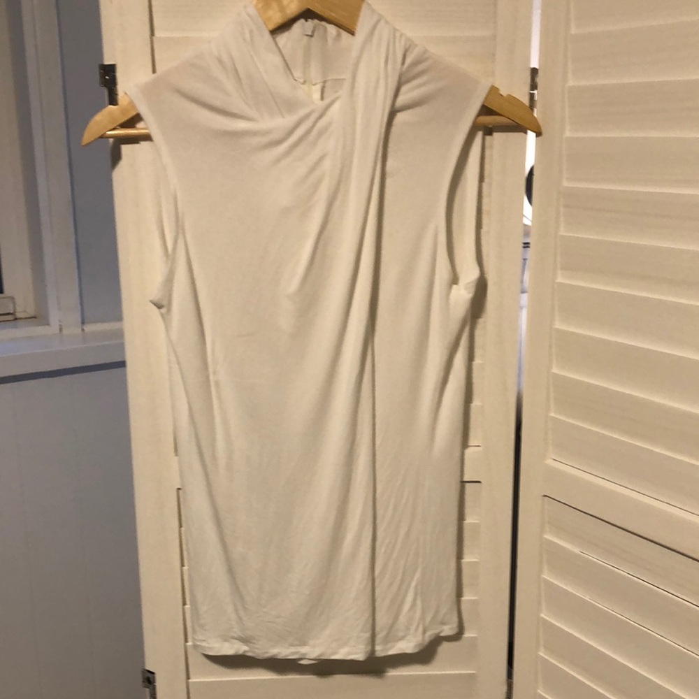 Elie Tahari white high neck sleeveless top